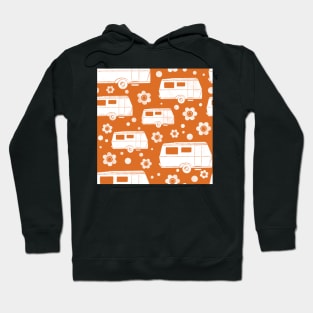 Vintage Caravan block print in orange and white Hoodie